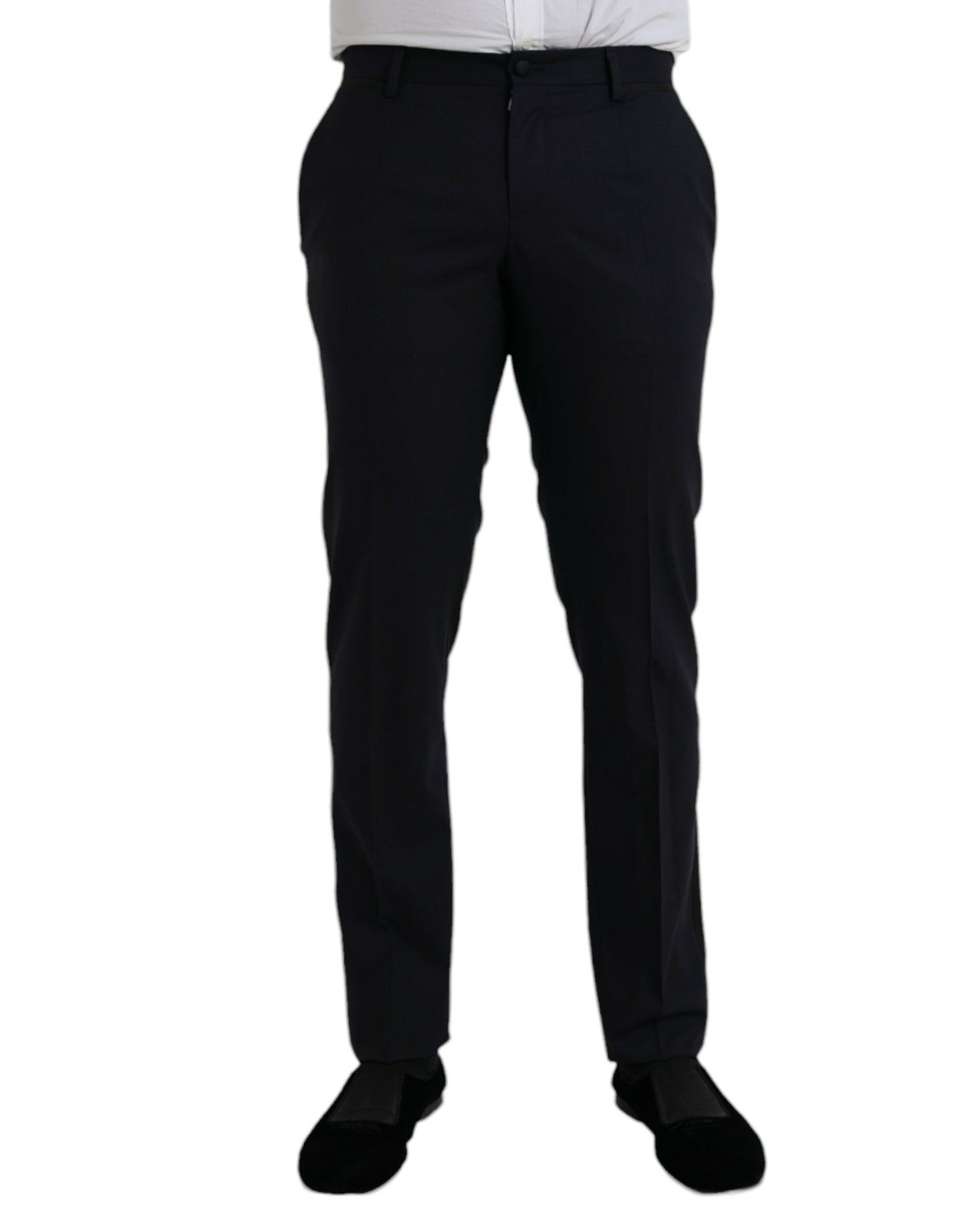 Dolce & Gabbana Donkerblauwe Wollen Slim Fit Formele Broek