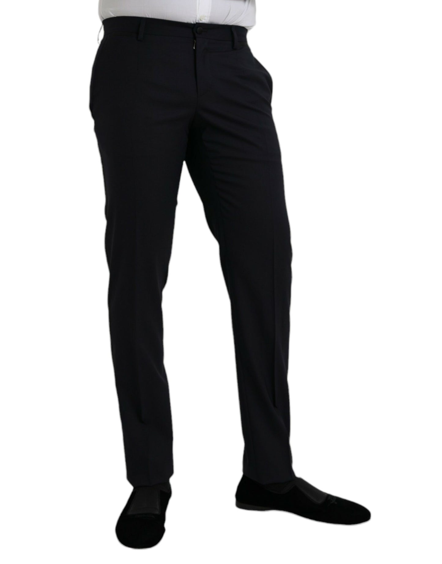 Dolce & Gabbana Donkerblauwe Wollen Slim Fit Formele Broek