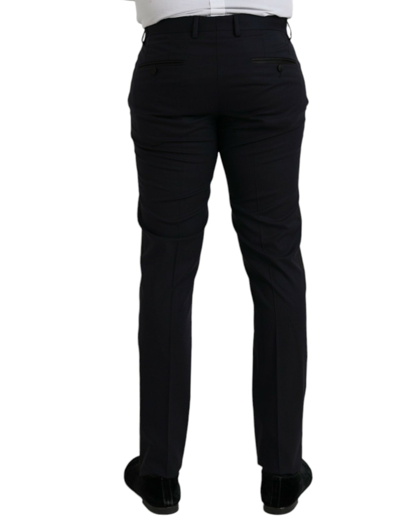 Dolce & Gabbana Donkerblauwe Wollen Slim Fit Formele Broek