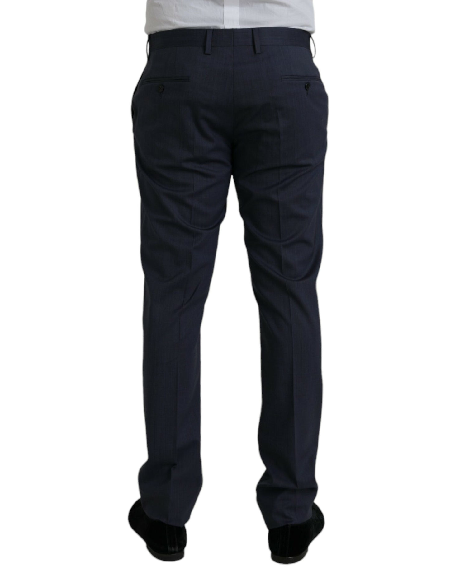 Dolce & Gabbana Blauwe Wollen Slim Fit Jurk Formele Broek