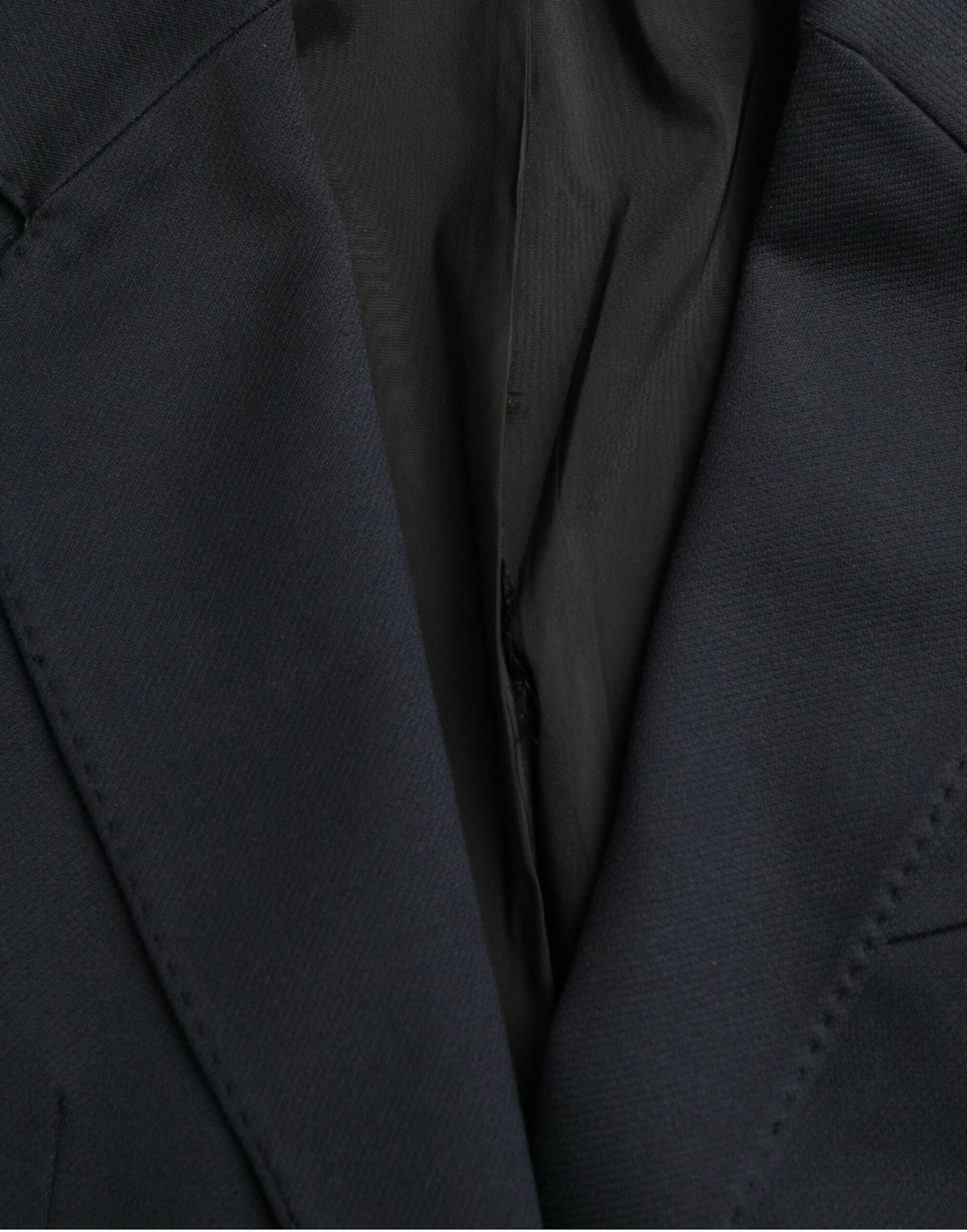 Dolce & Gabbana Dark Blue Cotton Single Breasted Coat Blazer