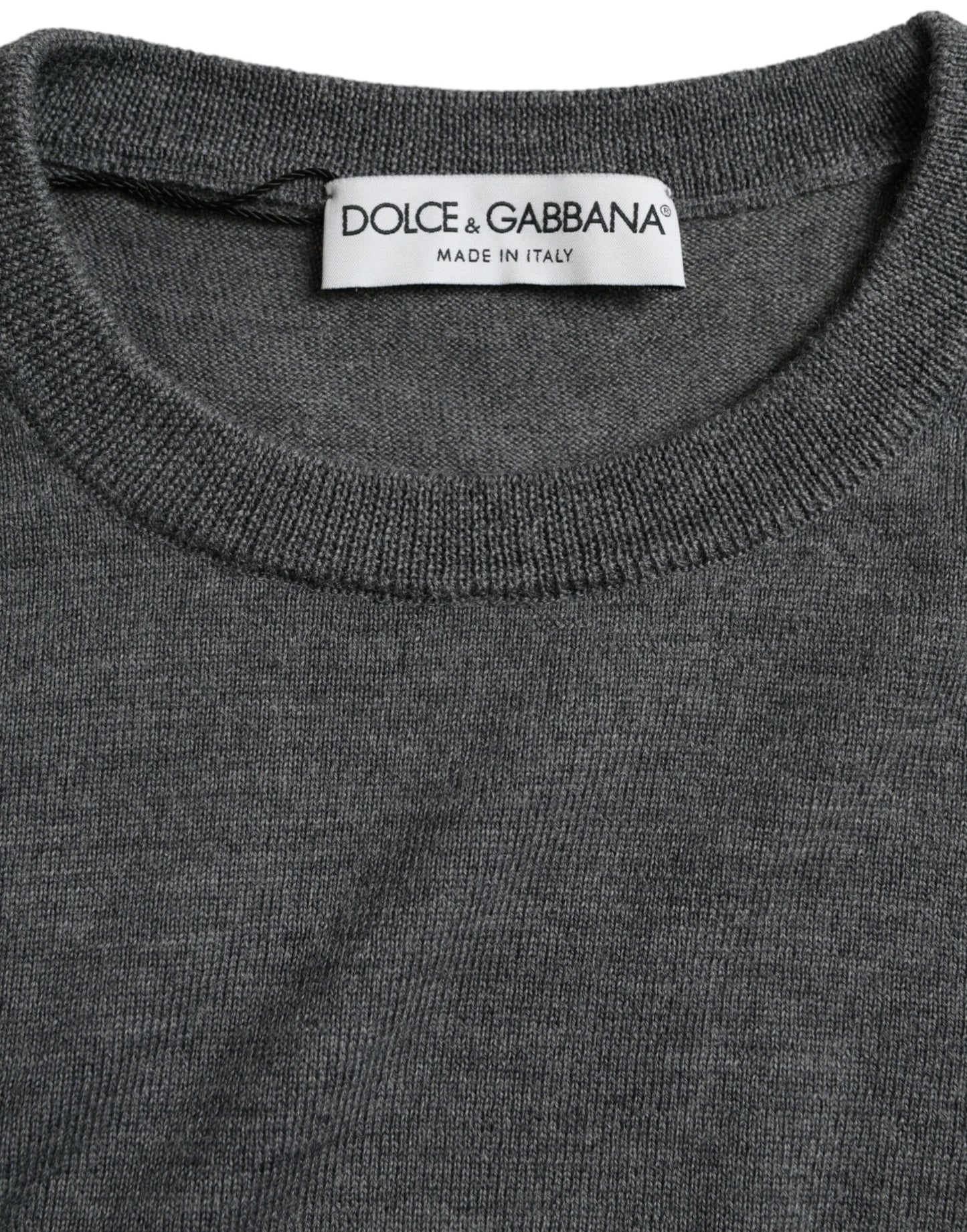 Dolce & Gabbana Donkergrijze Wollen Trui met Ronde Hals