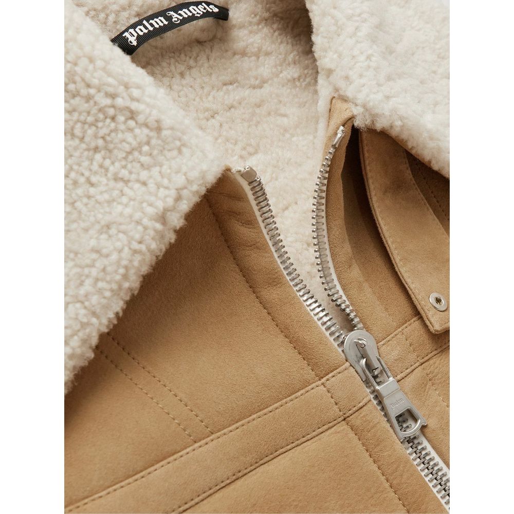 Palm Angels Flame Accented Suède Shearling Jack