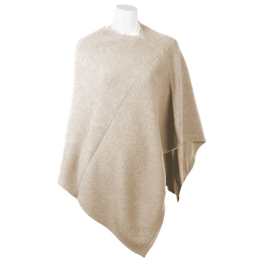 Emilio Romanelli chique V-hals kasjmier poncho in beige