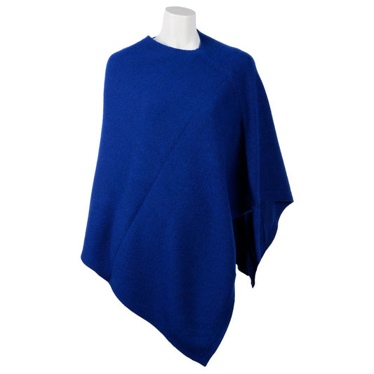 Emilio Romanelli Elegante kasjmier V-hals poncho in blauw