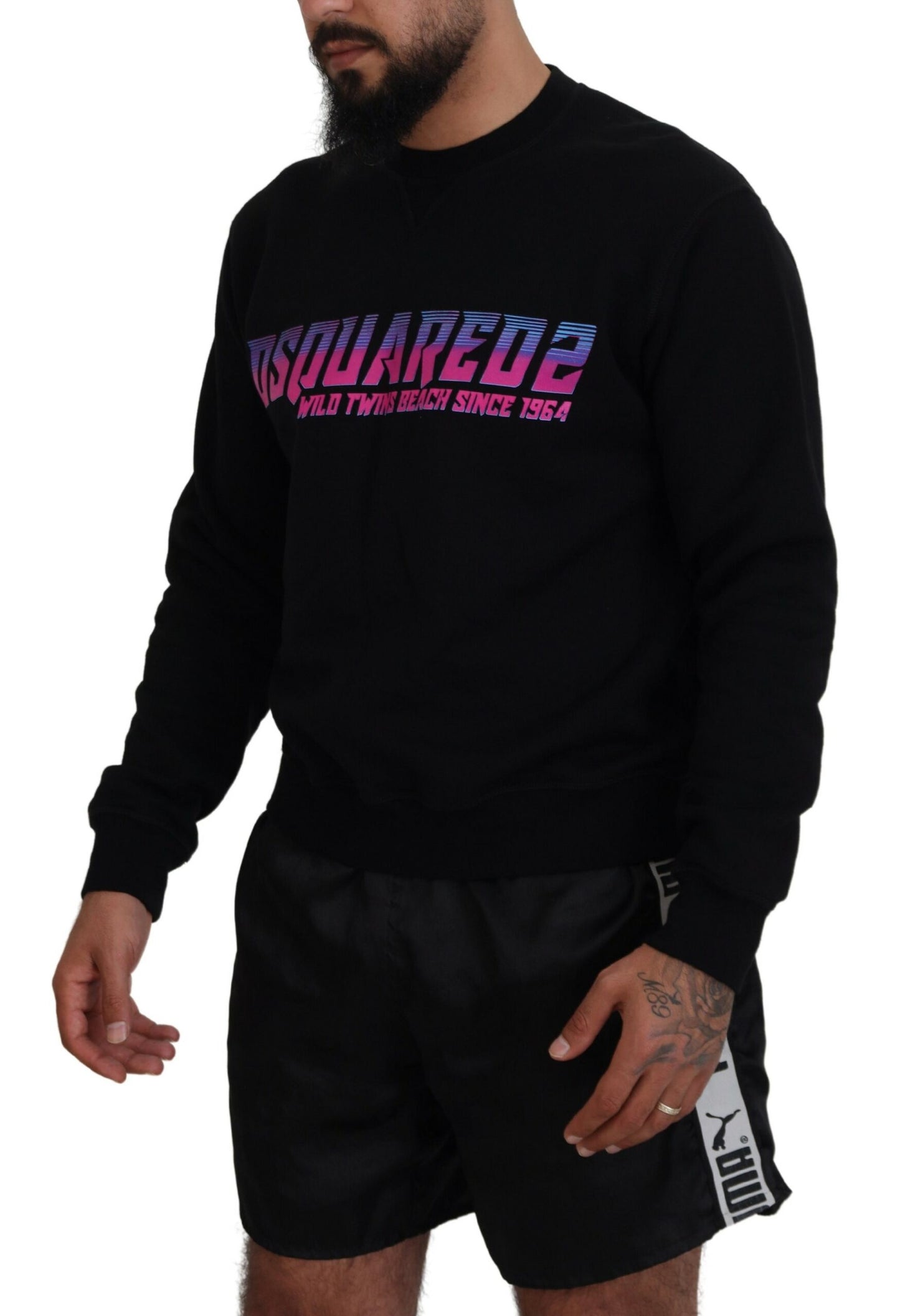 Dsquared² Zwart Logo Print Lange Mouwen Heren Pullover Sweater