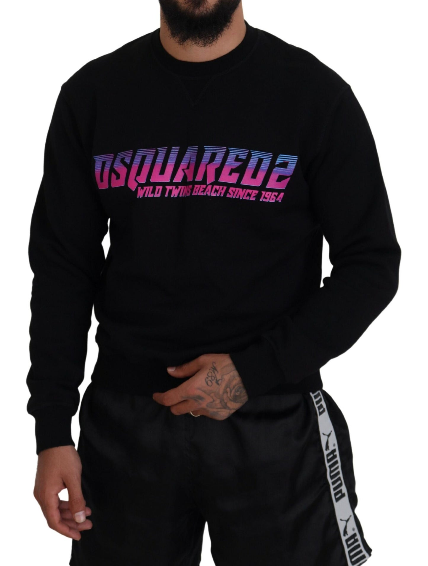 Dsquared² Zwart Logo Print Lange Mouwen Heren Pullover Sweater