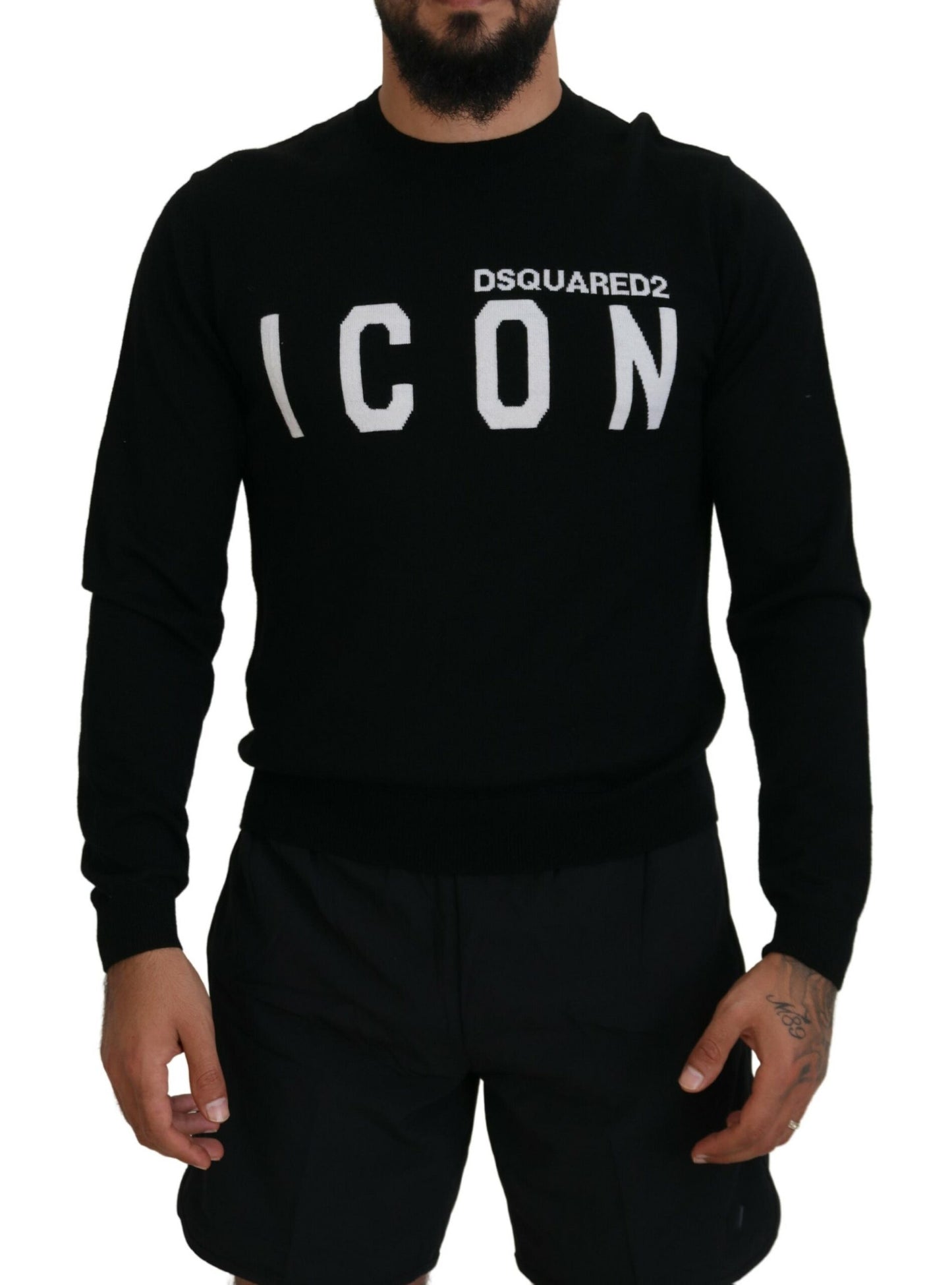 Dsquared² Zwart Logo Print Lange Mouwen Heren Pullover Sweater