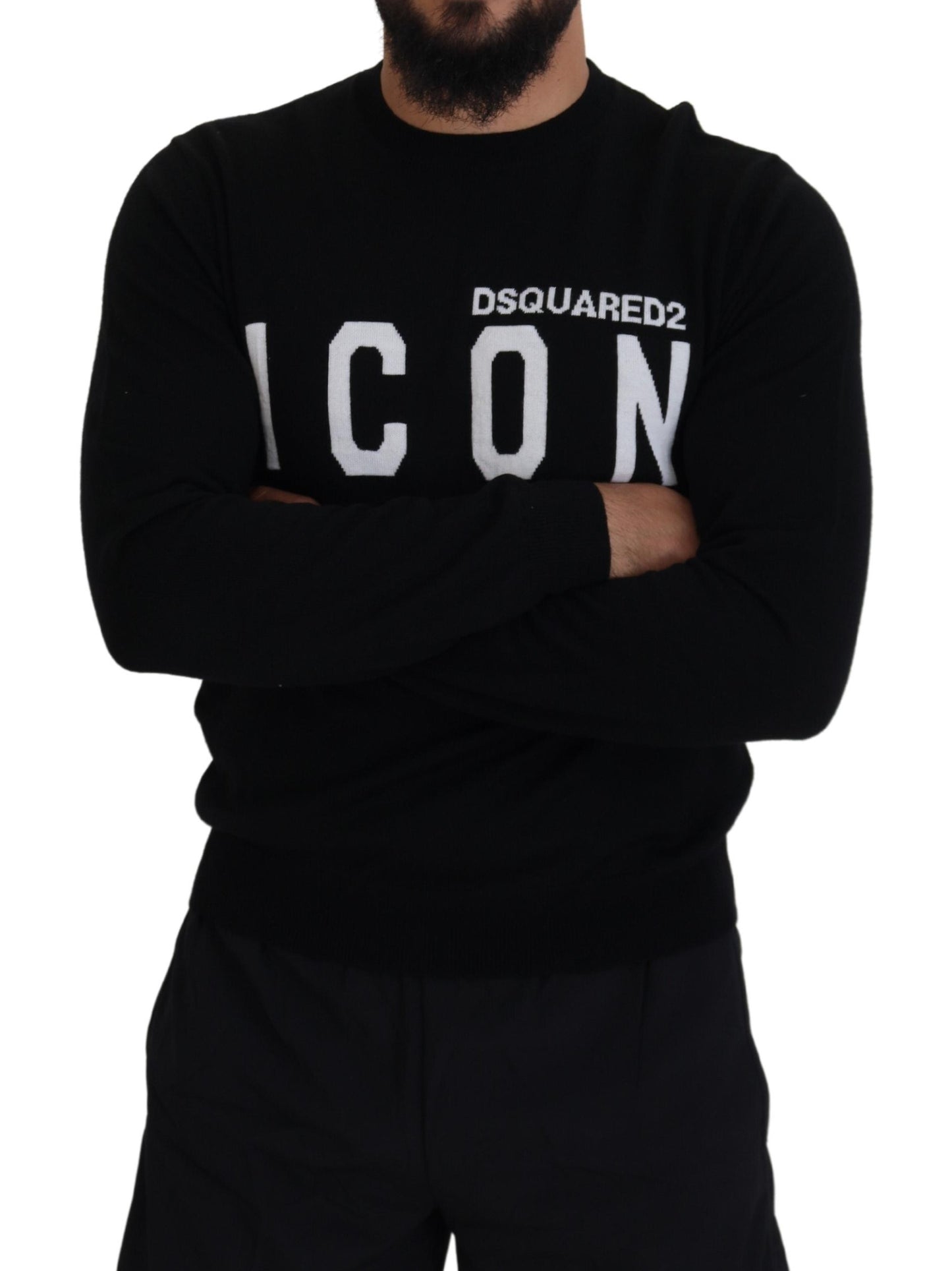 Dsquared² Zwart Logo Print Lange Mouwen Heren Pullover Sweater