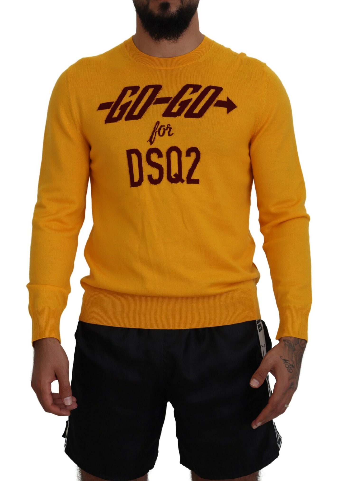 Dsquared² Oranje Wollen Lange Mouwen Heren Pullover Trui