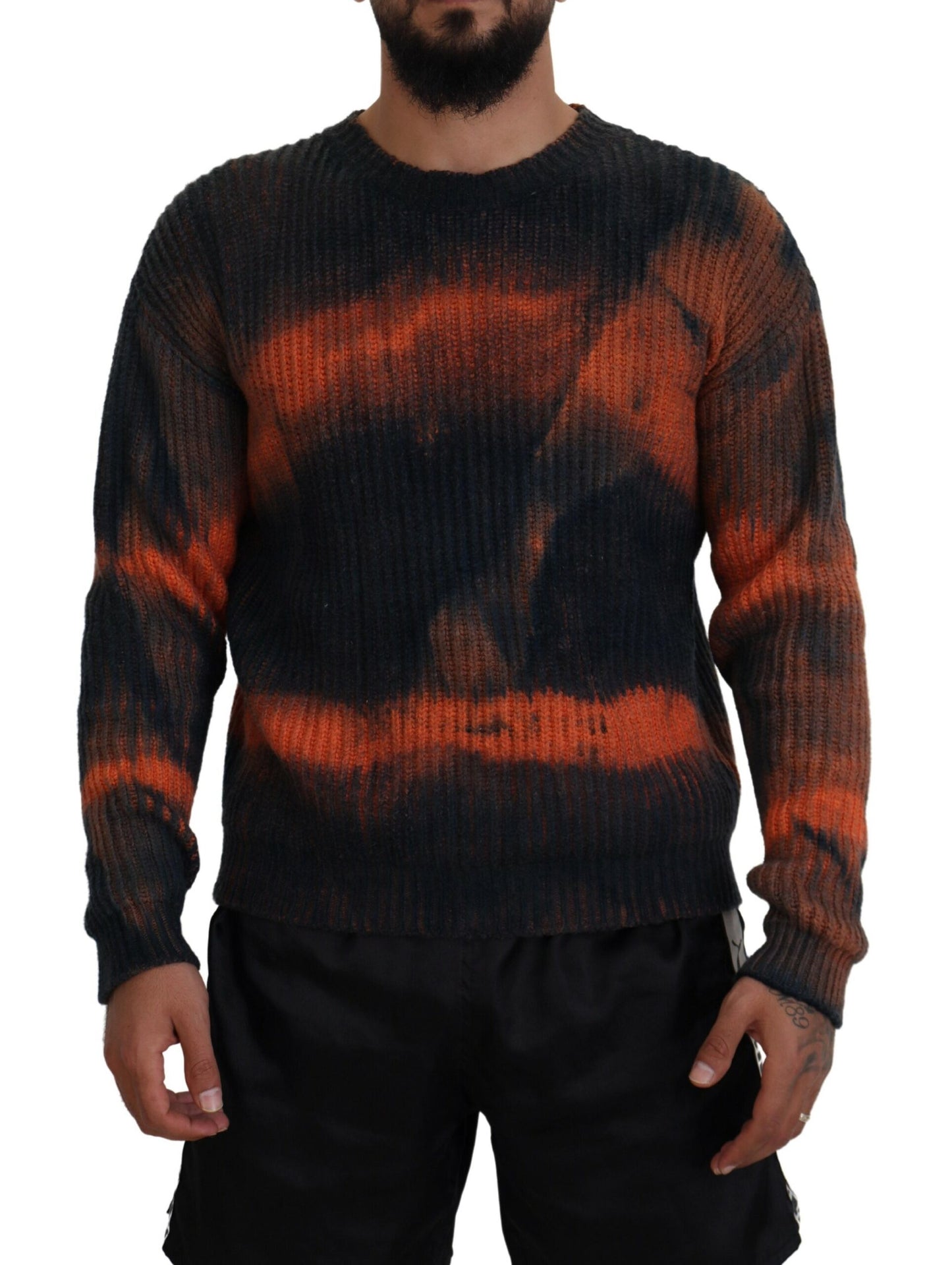 Dsquared² Zwart Oranje Katoen Tie Dye Heren Pullover Trui