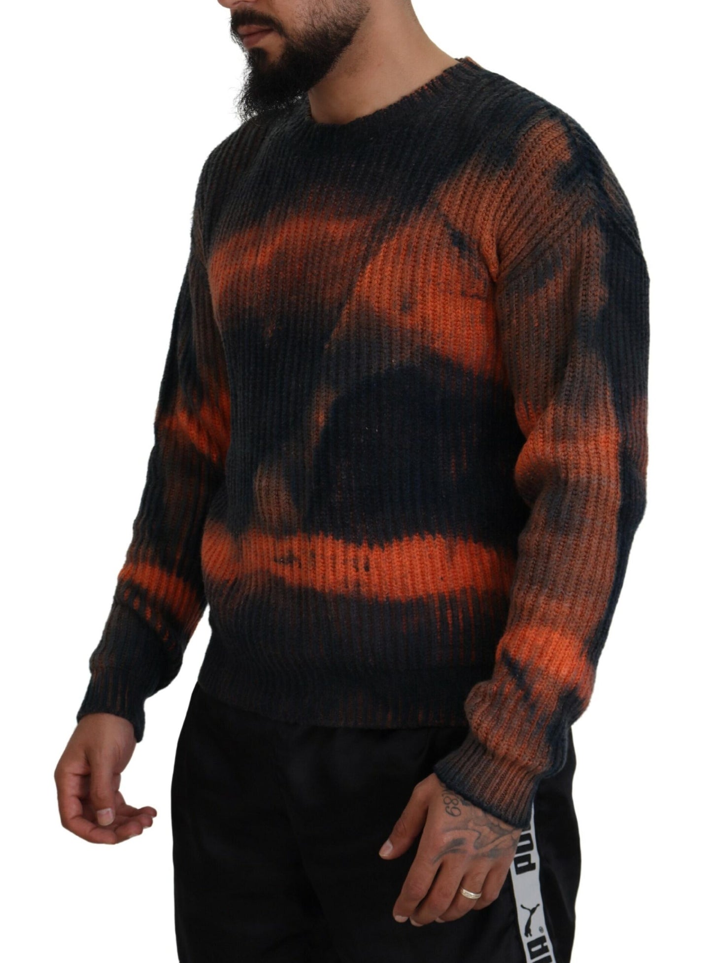 Dsquared² Zwart Oranje Katoen Tie Dye Heren Pullover Trui