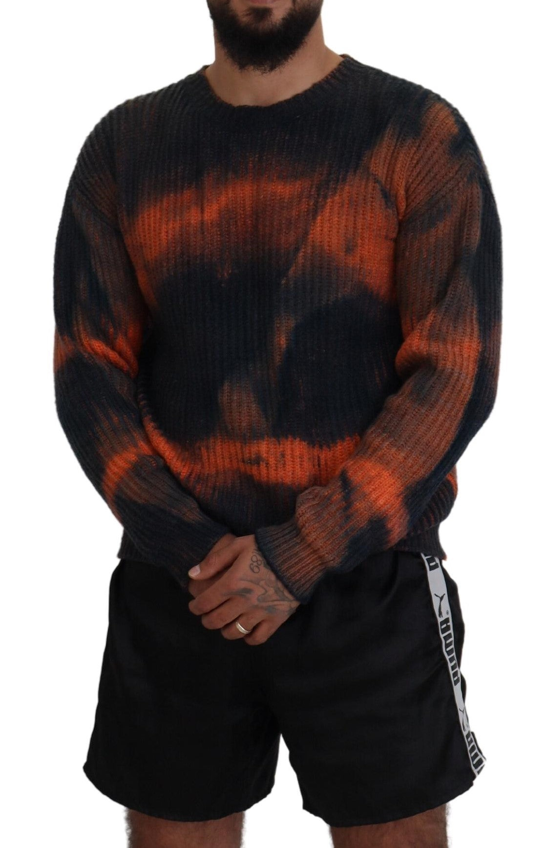 Dsquared² Zwart Oranje Katoen Tie Dye Heren Pullover Trui