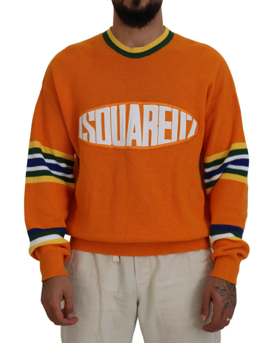 Dsquared² Oranje Bedrukte Lange Mouwen Heren Pullover Trui