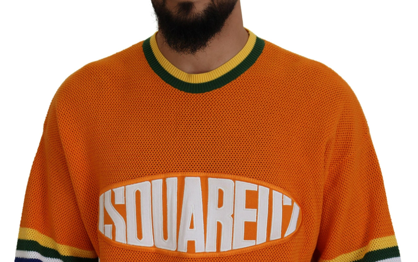 Dsquared² Oranje Bedrukte Lange Mouwen Heren Pullover Trui