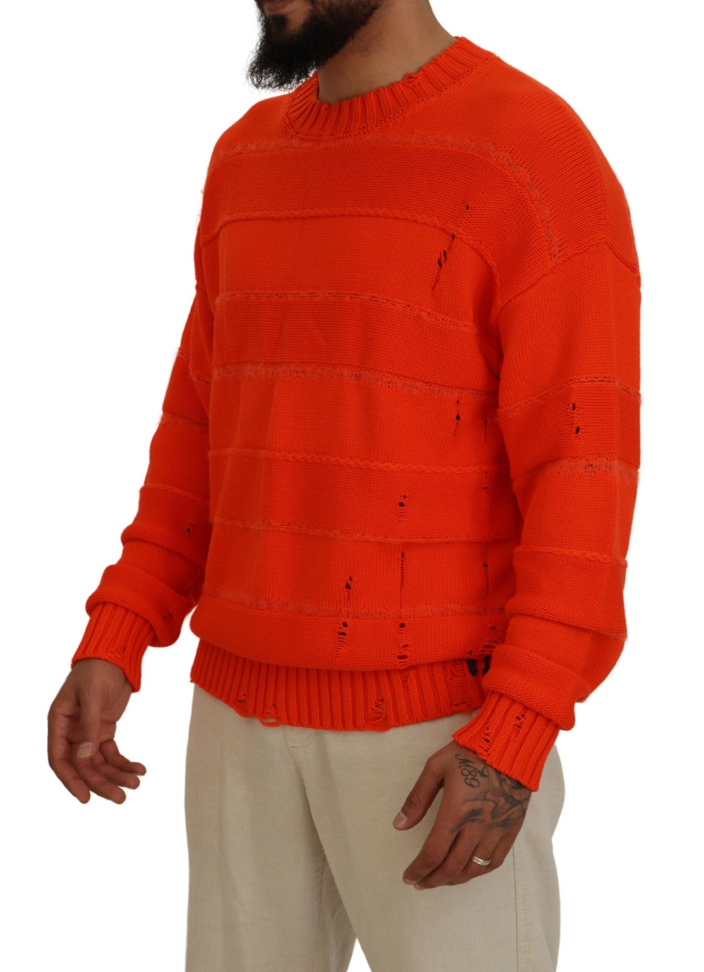 Dsquared² Oranje Katoenen Lange Mouwen Heren Pullover Trui