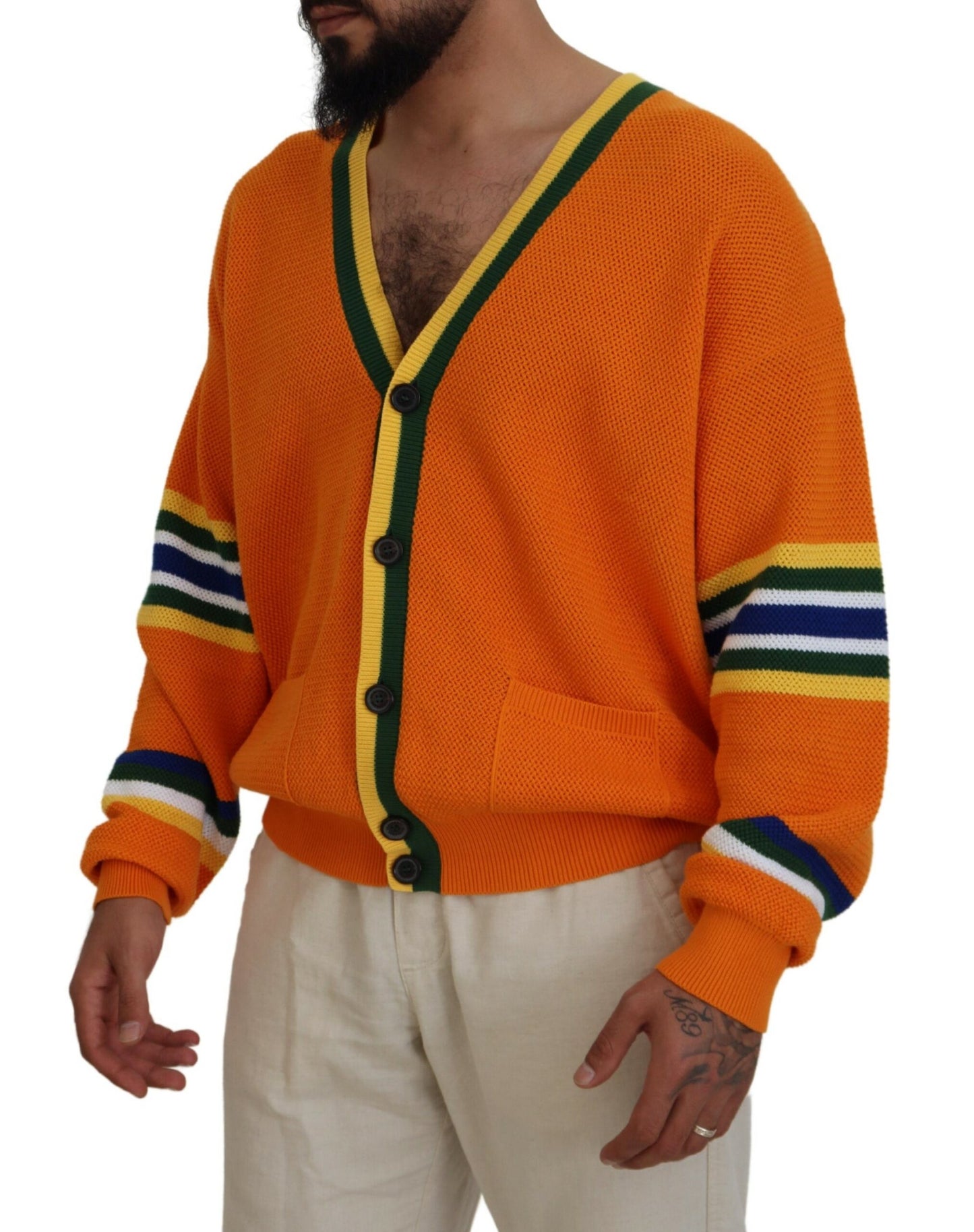 Dsquared² Oranje Katoenen Lange Mouwen Heren Cardigan Trui