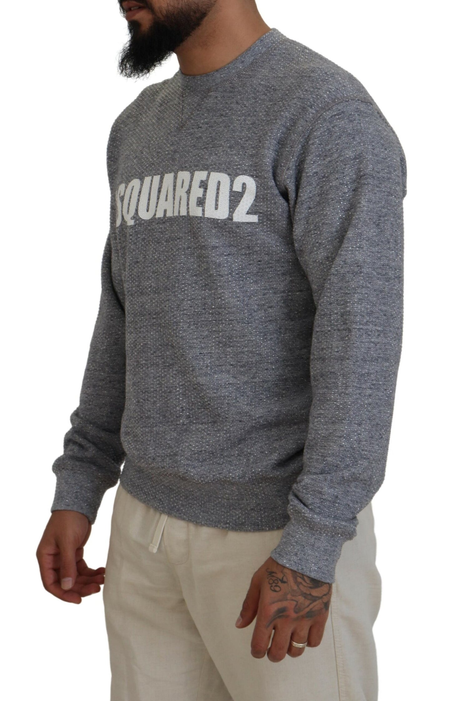 Dsquared² Grijze Kristalversiering Heren Pullover Trui