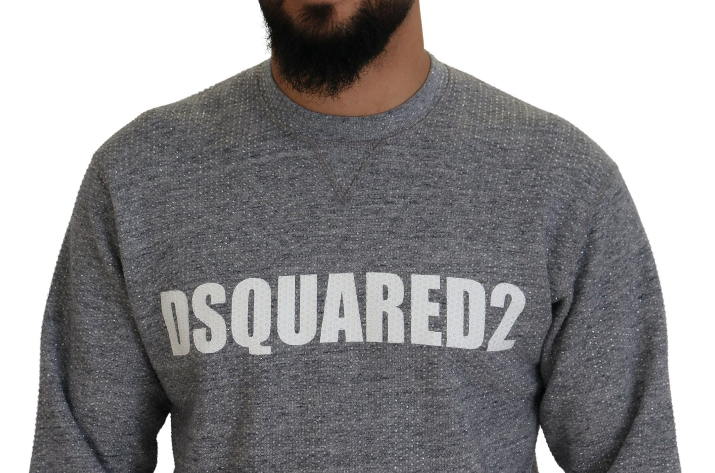 Dsquared² Grijze Kristalversiering Heren Pullover Trui