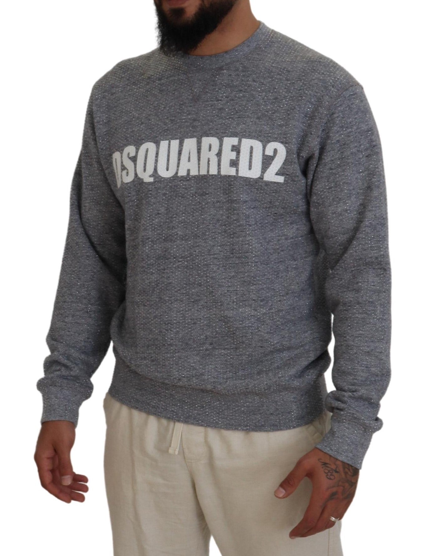 Dsquared² Grijze Kristalversiering Heren Pullover Trui