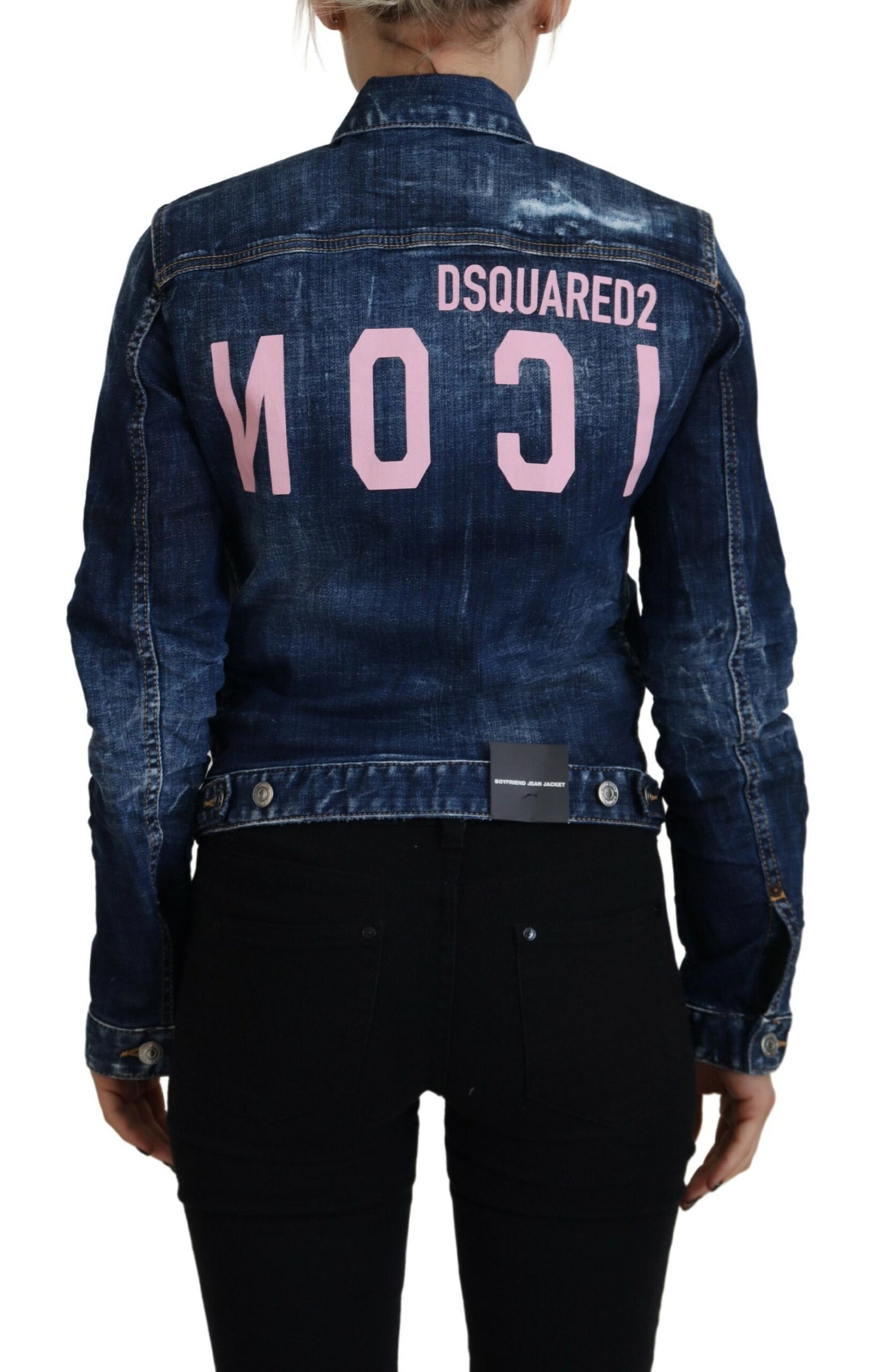 Dsquared² Blue Icon bedrukte distressed denim jas