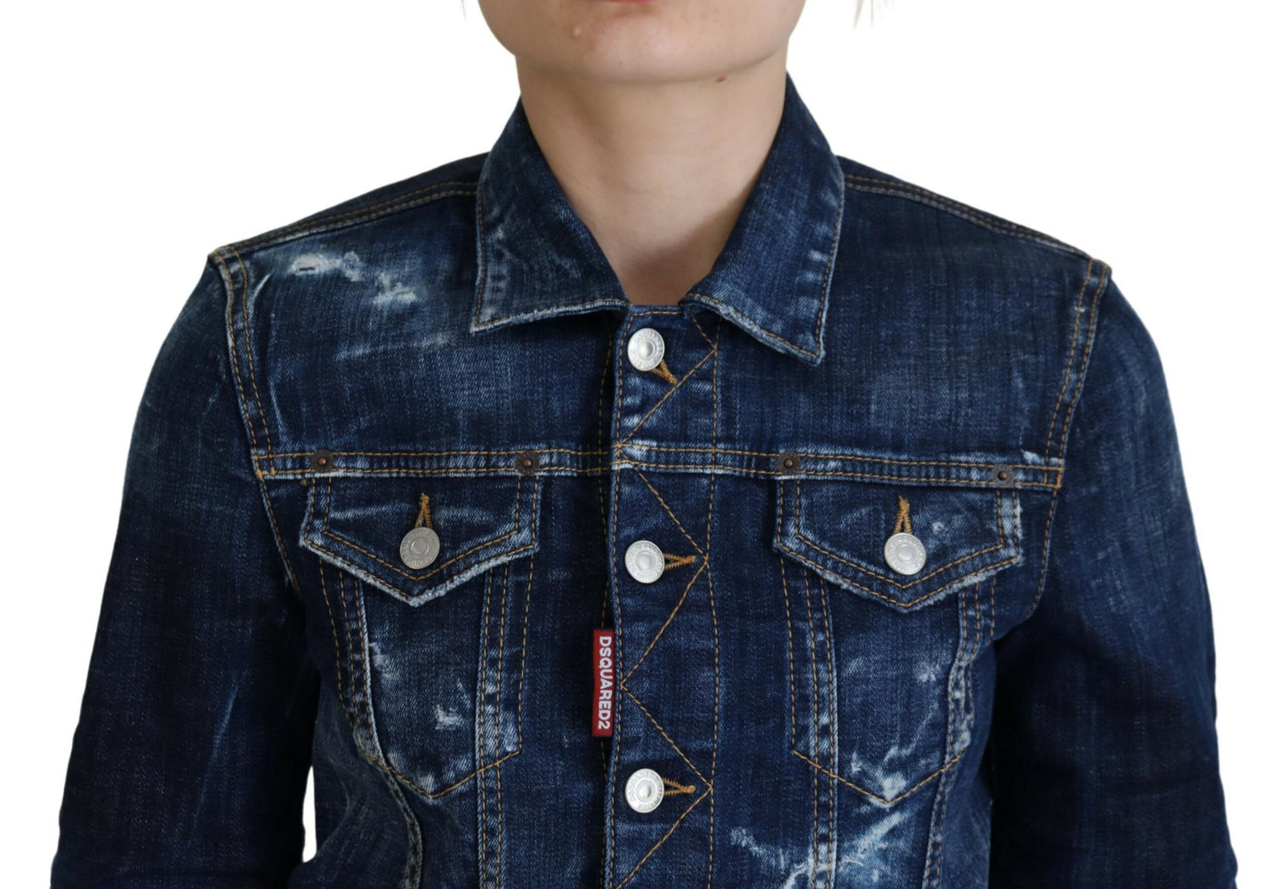 Dsquared² Blue Icon bedrukte distressed denim jas