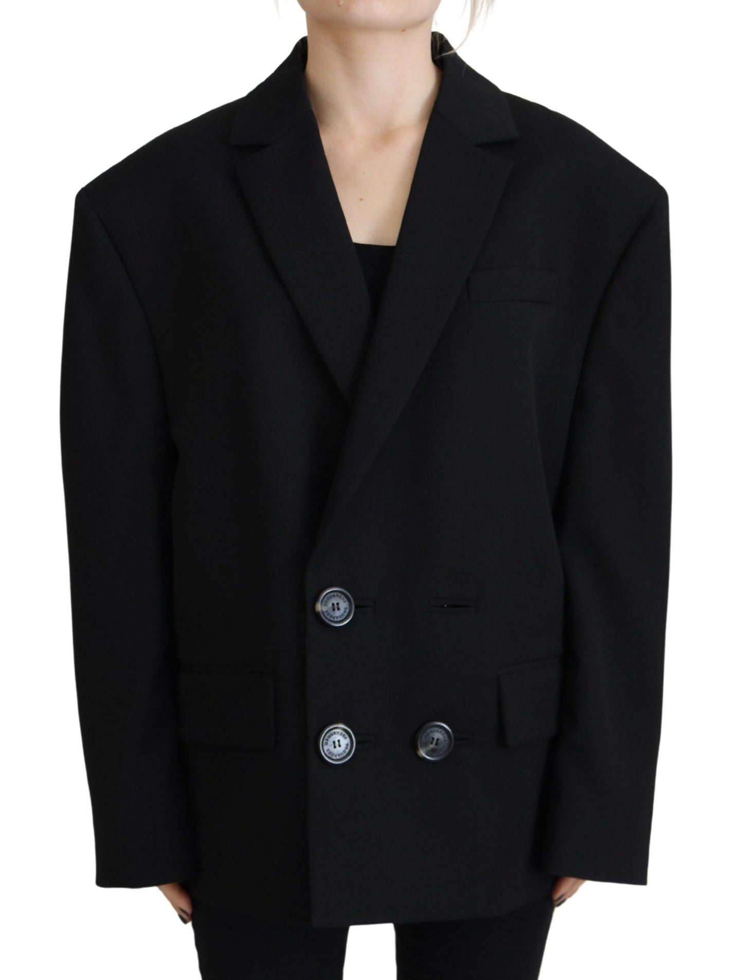 Dsquared² Zwarte Double Breasted Coat Blazer Jas