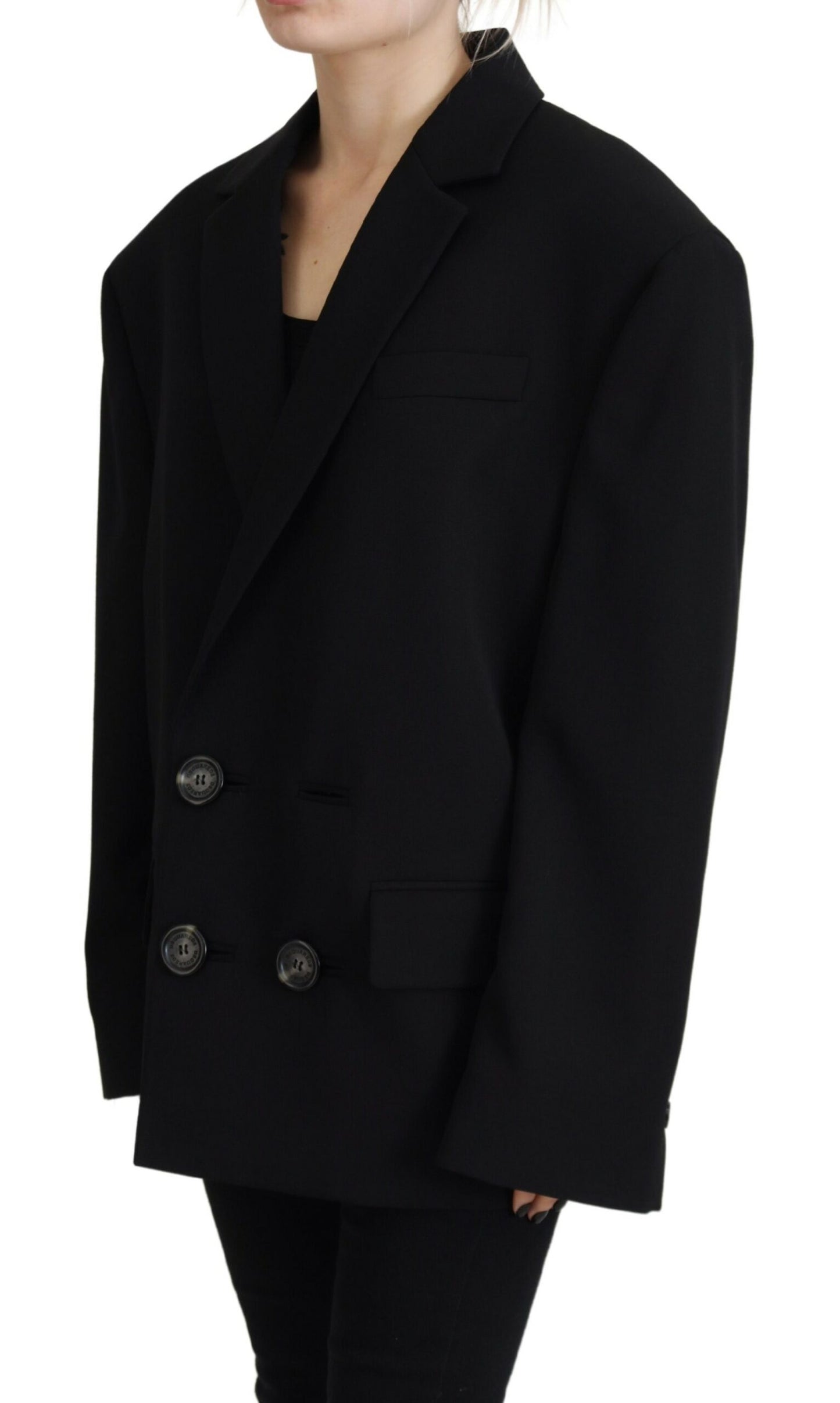 Dsquared² Zwarte Double Breasted Coat Blazer Jas