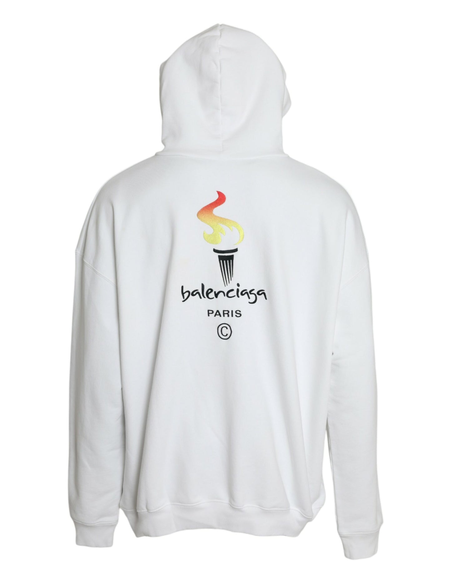 Balenciaga Witte Katoenen Logo Capuchon Pullover Sweater