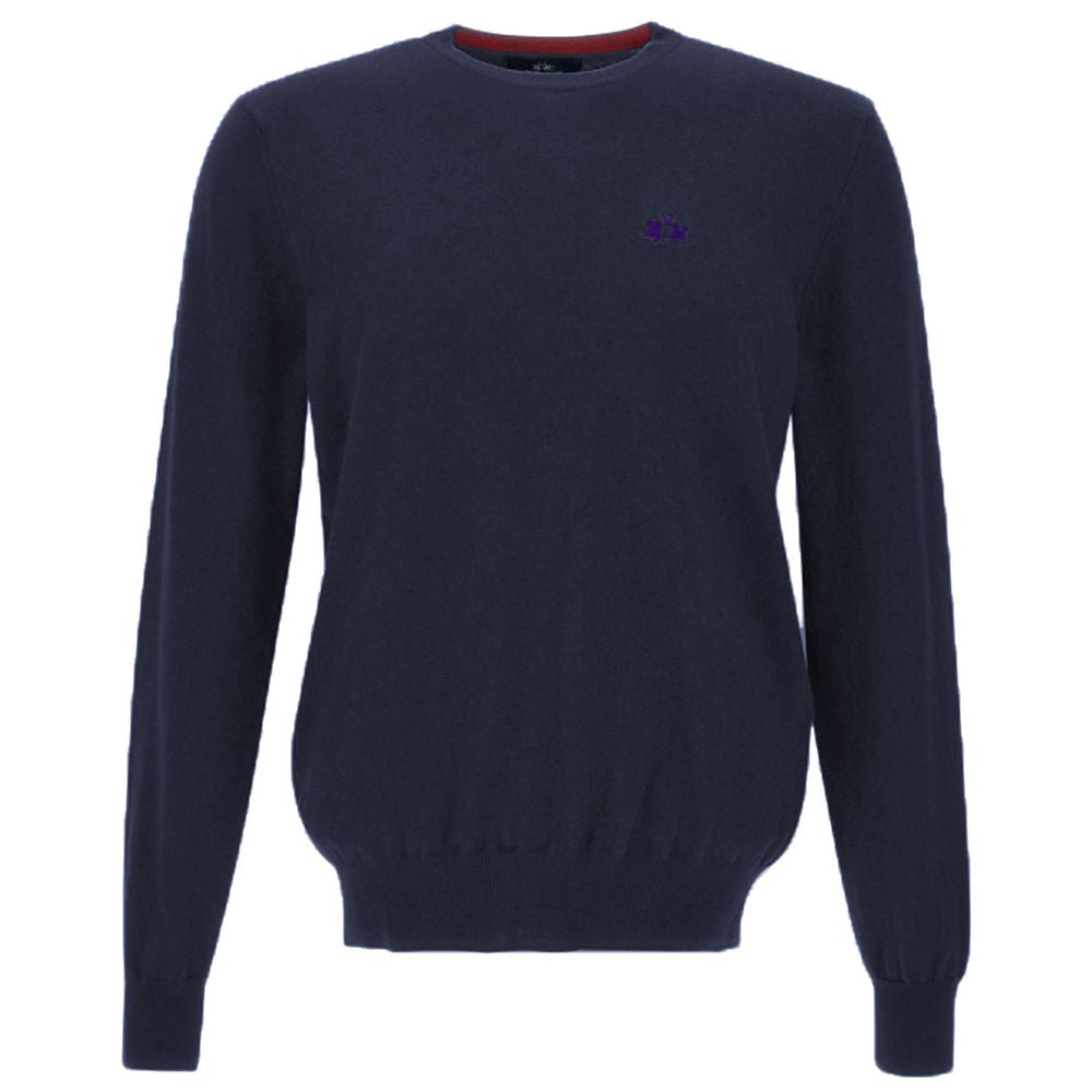 La Martina Blue Cotton Sweater