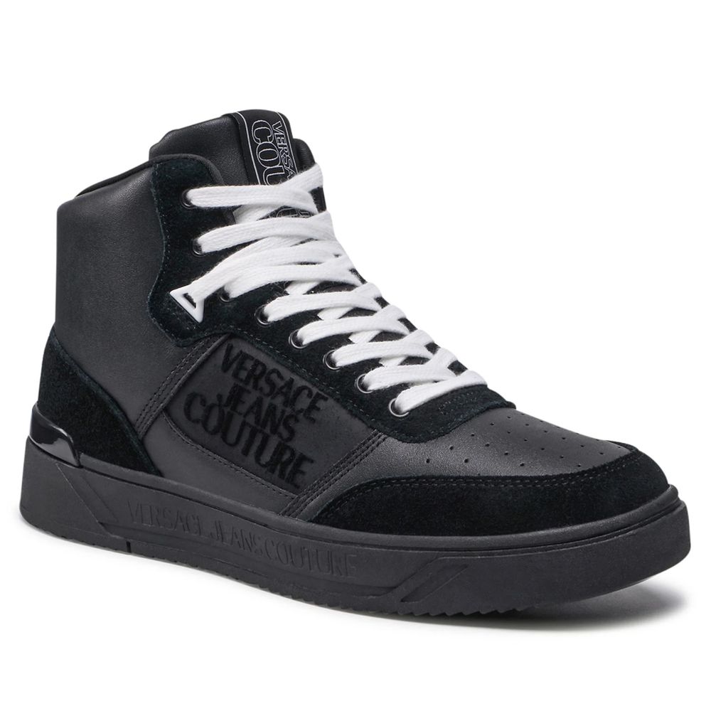 Versace Jeans Zwarte Leren Di Kalfsleren Sneaker