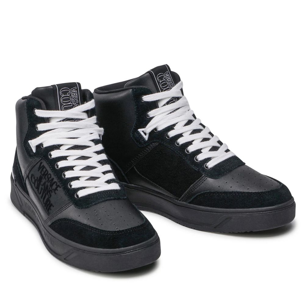 Versace Jeans Zwarte Leren Di Kalfsleren Sneaker