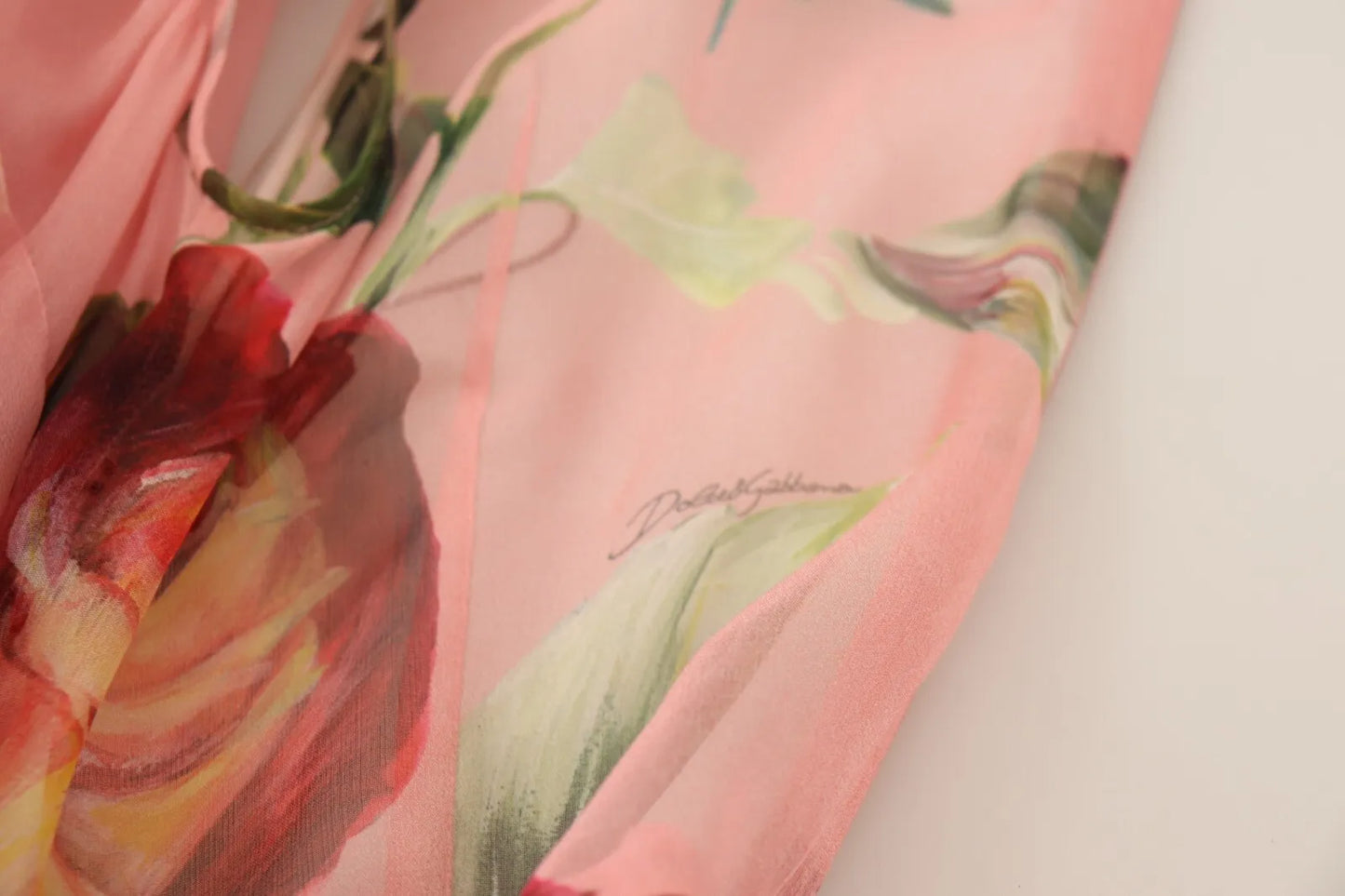 Dolce & Gabbana roze zijden bloemenprint gelaagde maxi-jurk