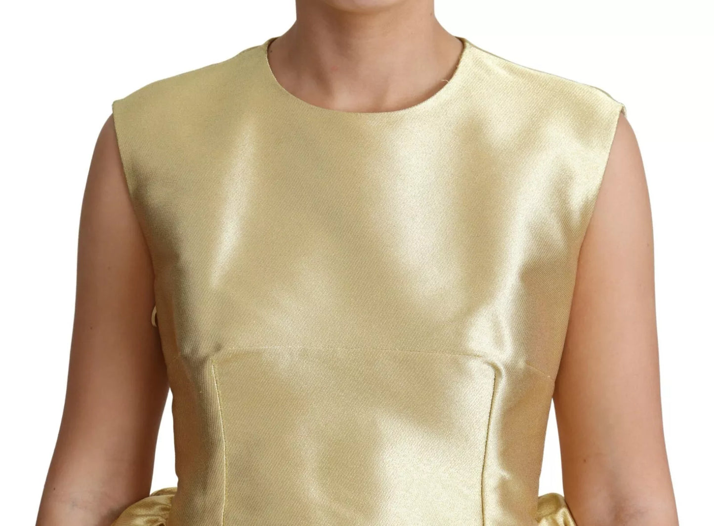 Dolce & Gabbana Gouden Polyester Mouwloze A-lijn Tule Jurk