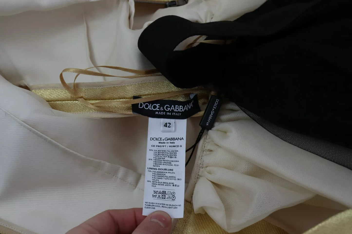 Dolce & Gabbana Gouden Polyester Mouwloze A-lijn Tule Jurk