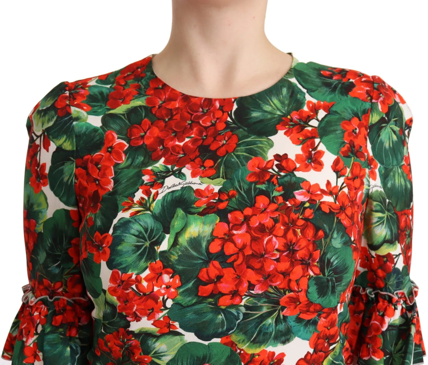 Dolce & Gabbana Roodgroene Portofino-Print Poplin Midi-jurk