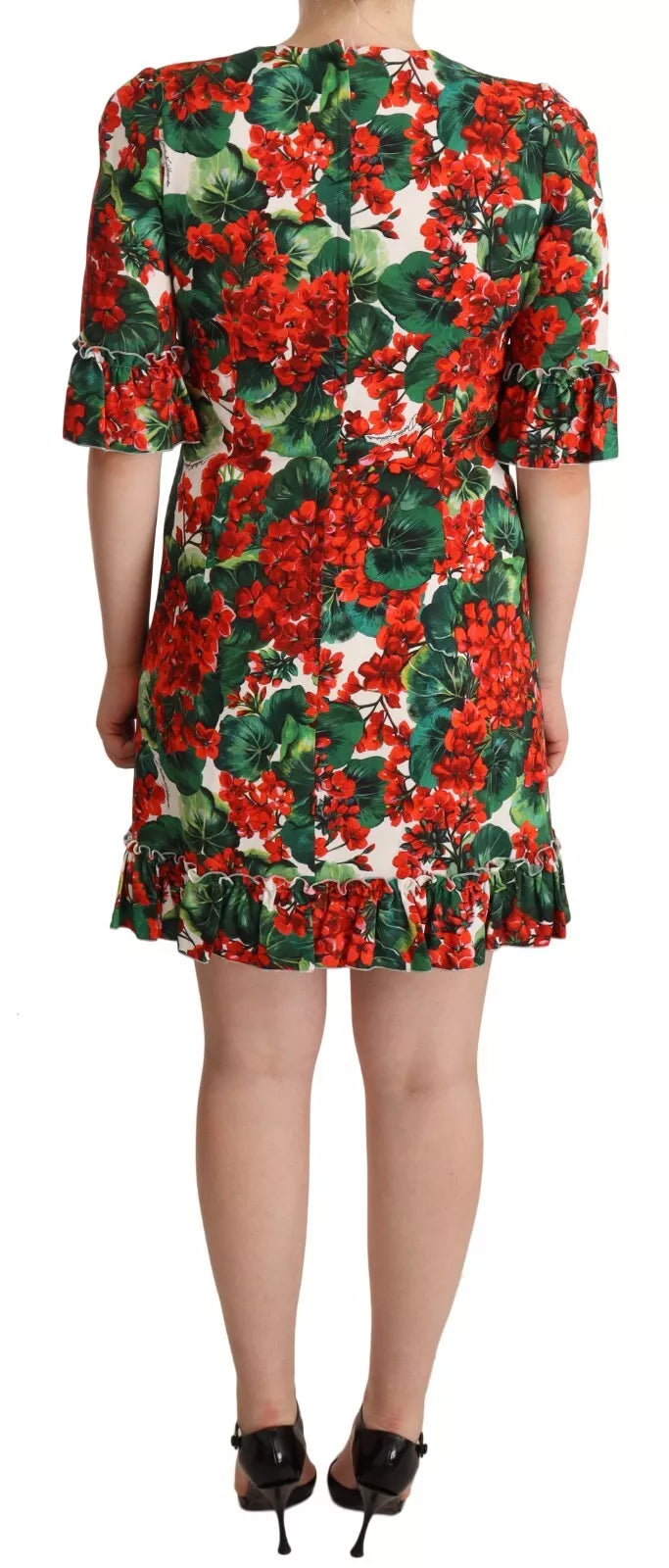 Dolce & Gabbana Roodgroene Portofino-Print Poplin Midi-jurk