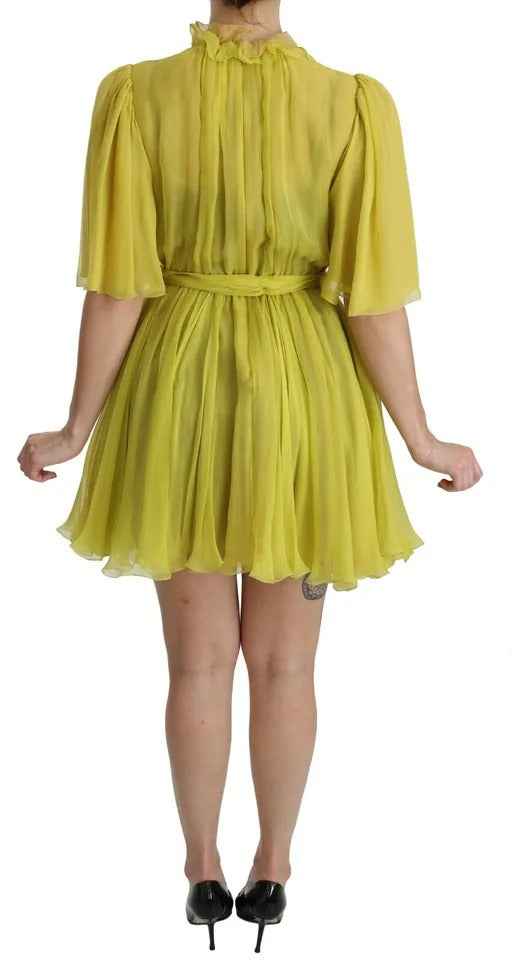 Dolce & Gabbana Yellow Shift A-line Silk Gown Dress