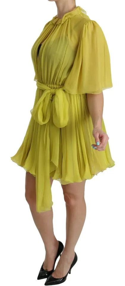 Dolce & Gabbana Yellow Shift A-line Silk Gown Dress