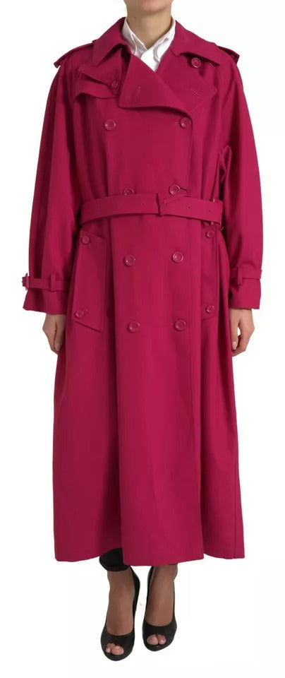 Dolce & Gabbana donkerroze double breasted trenchcoat jas