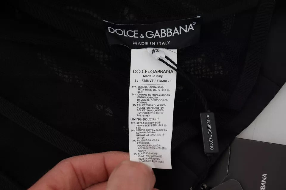 Dolce & Gabbana Zwart Kant Doorschijnend Korset Organza Zijden Jasje