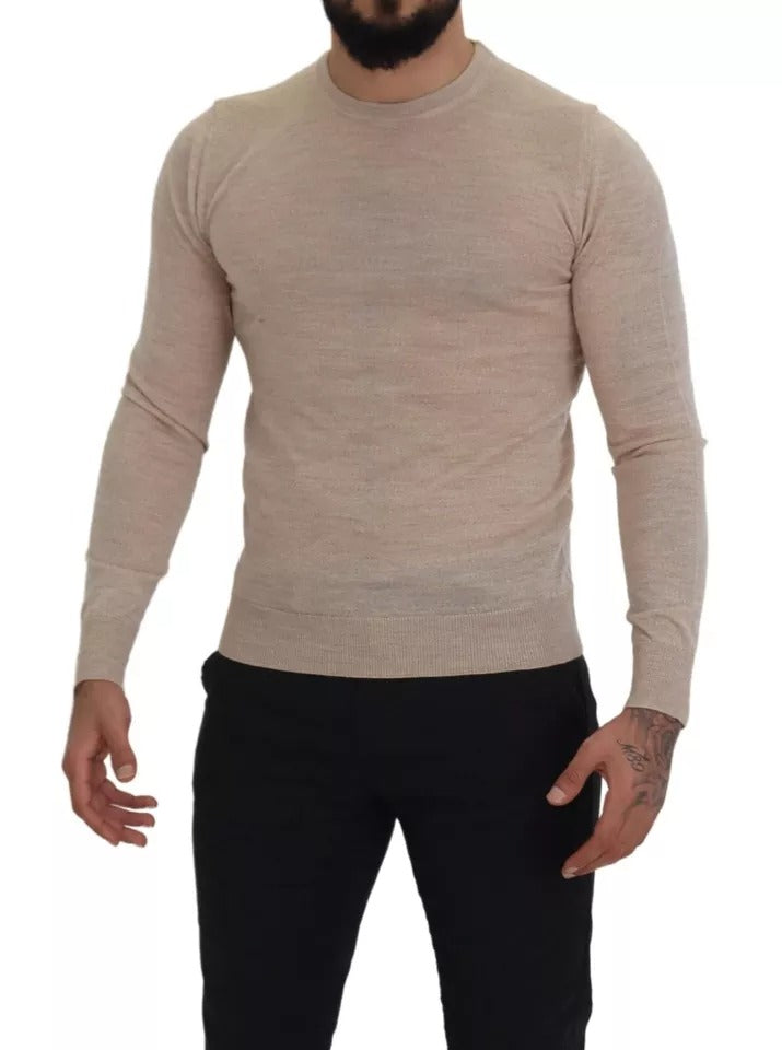 Dolce & Gabbana Beige Virgin Wool Ronde Hals Pullover Trui