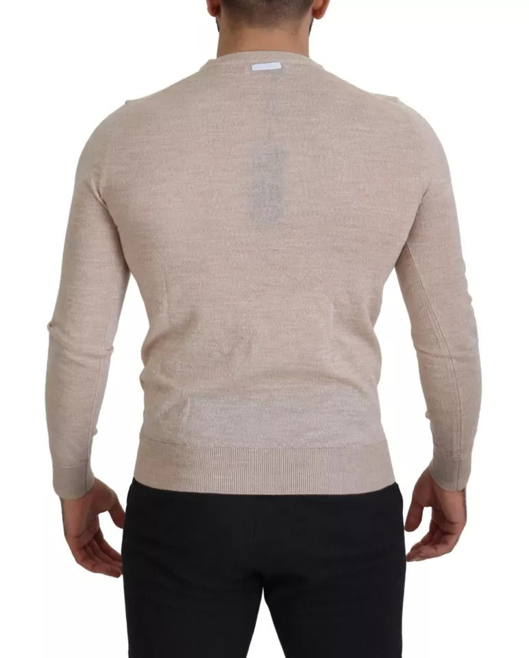 Dolce & Gabbana Beige Virgin Wool Ronde Hals Pullover Trui