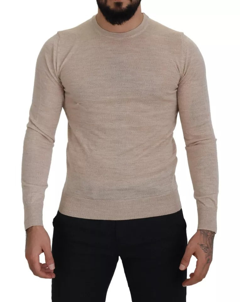 Dolce & Gabbana Beige Virgin Wool Ronde Hals Pullover Trui