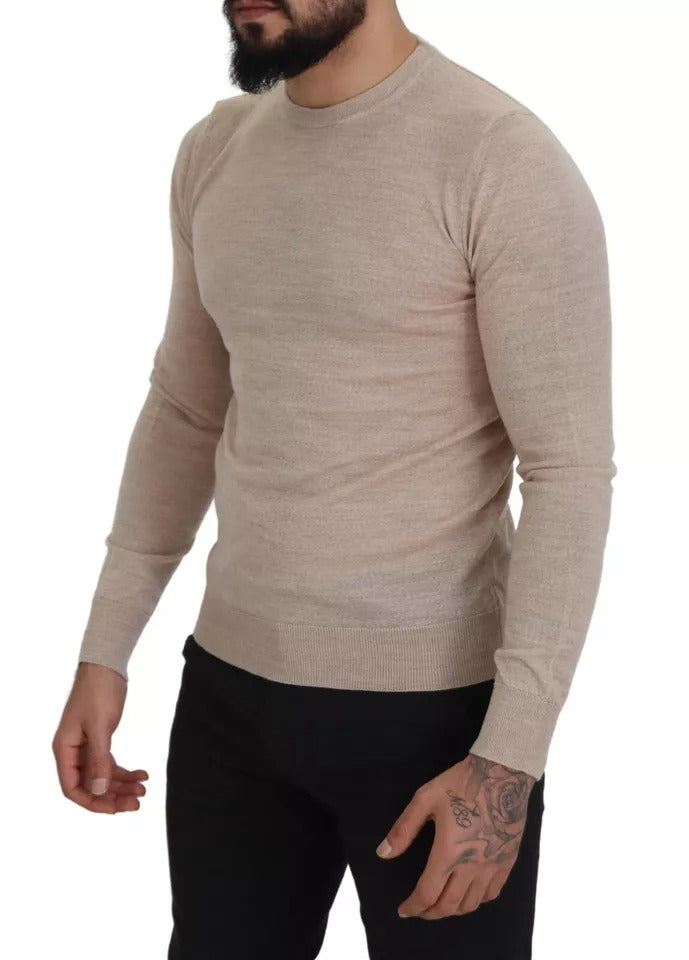 Dolce & Gabbana Beige Virgin Wool Ronde Hals Pullover Trui