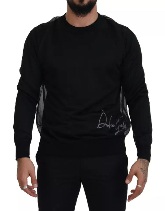 Dolce & Gabbana Zwarte Polyester Ronde Hals Heren Pullover Trui