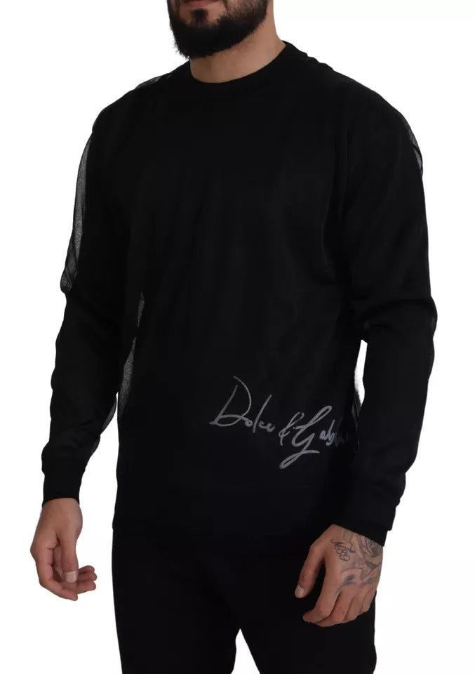 Dolce & Gabbana Zwarte Polyester Logo Heren Pullover Trui