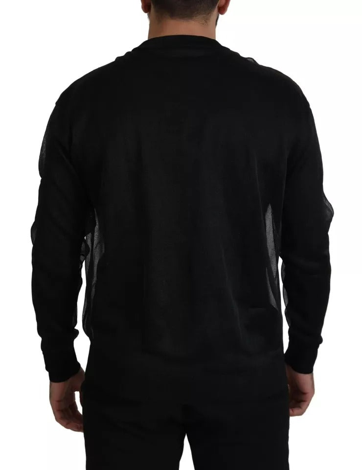 Dolce & Gabbana Zwarte Polyester Logo Heren Pullover Trui