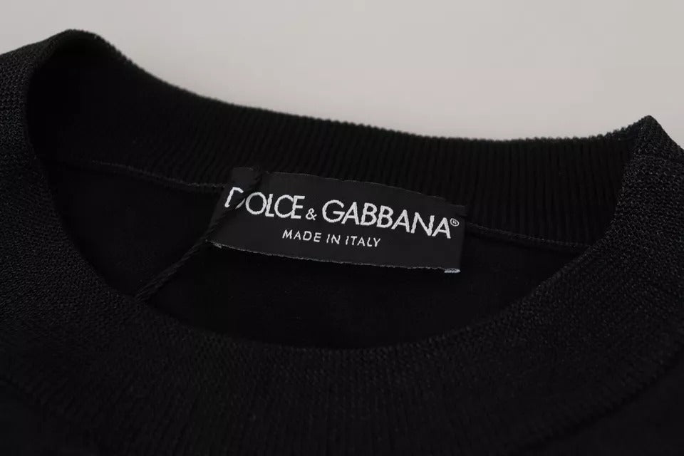 Dolce & Gabbana Zwarte Polyester Logo Heren Pullover Trui