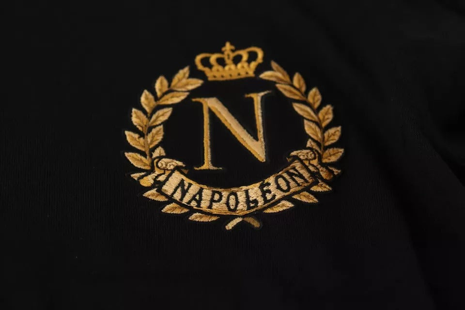 Dolce & Gabbana Zwarte Wol Zijde Napoleon Goud Trui